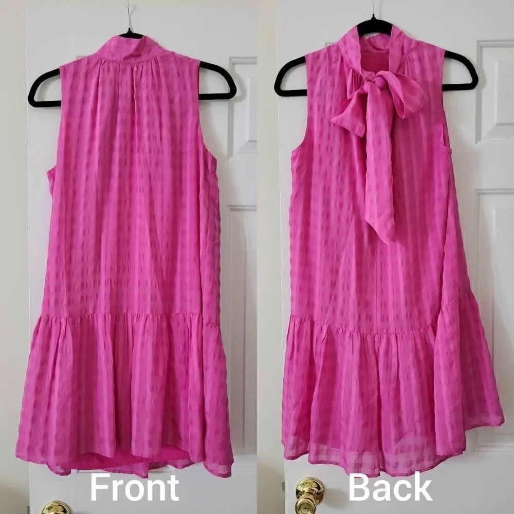 Marie oliver Pink Tie Neck Silk Dress XS